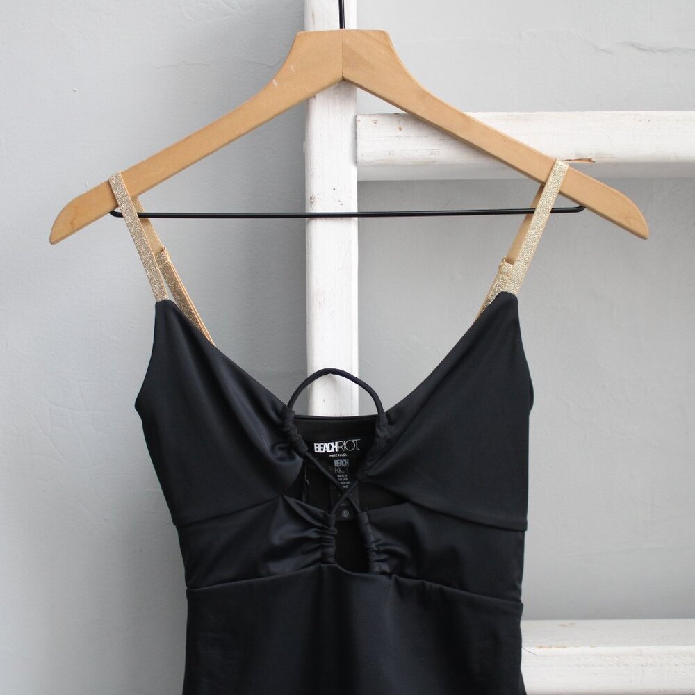 Beach Riot Leslie One-Piece Cut-Out Swimsuit in Black & Gold Size Medium NWT - Picture 7 of 8